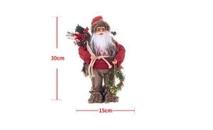 Standing Santa Claus doll in red sweater with 30cm height and 15cm width dimensions