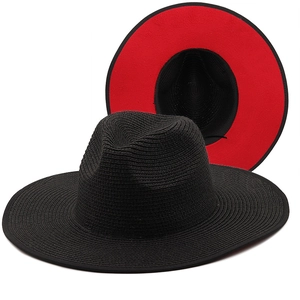 Fedora Straw Hat Wide Flat Brim Bicolor Sun Protection Jazz Style Summer Beach Travel Fashion Accessory Women Men