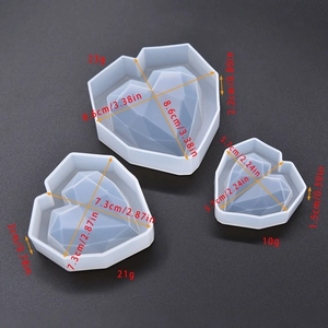 Three-size geometric diamond heart silicone molds for cake mousse and DIY resin crafts