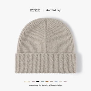 Women Men Winter Warm Wool Knitted Beanie Hat Soft Ribbed Cuffed Skull Cap Solid Color Outdoor Fashion Accessory