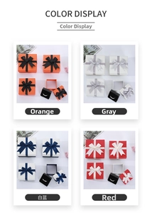 Detailed color display of jewelry gift boxes featuring elegant satin bows and foam pads
