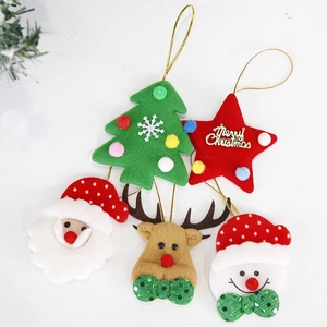 5-piece felt Christmas ornaments set including Santa, elk, and tree for home holiday decor