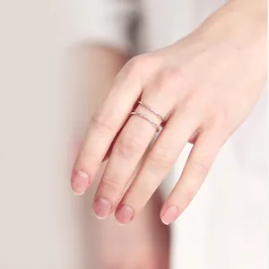Double Layer Open Ring 316L Stainless Steel Geometric Adjustable Minimalist Modern High Polish Jewelry For Women
