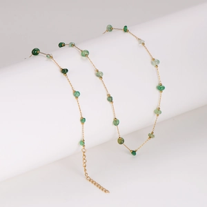 Vintage Green Crystal Necklace And Bracelet Gold Plated 304 Stainless Steel For Women Elegant Jewelry Accessory