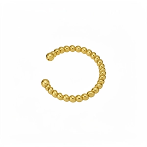 18k gold plated beaded ear cuff with minimalist polished metal spheres for women