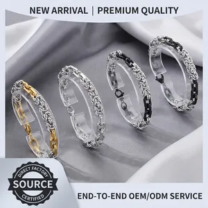 Bracelet Homme Streetwear Acier Inoxydable 304 Tissage Byzantin Épissure Style Industriel Bijoux