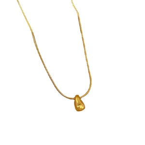 Elegant gold water-drop pendant necklace with a sleek titanium steel snake chain