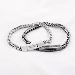 Bracciale A Catena Intrecciata Unisex Retro Acciaio Inossidabile 316L Maglie Quadrate Lucidato Minimalista Stile Punk Vintage