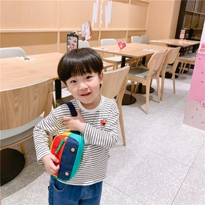 Cute car-shaped crossbody bag for kids with colorful patchwork and adjustable strap