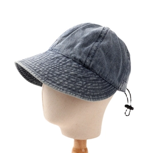 Classic washed blue denim baseball cap for women with adjustable drawstring back