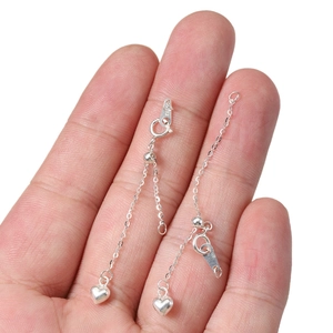 S925 sterling silver adjustable extender chain with heart pendant for DIY jewelry