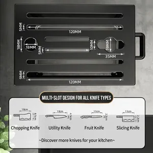 Porte-couteau en acier inoxydable 304 noir avec dimensions d'organisation
