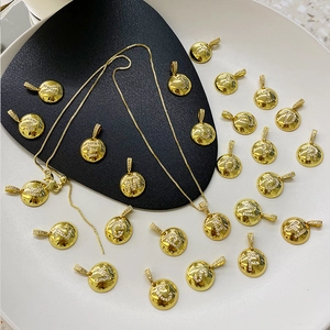 18K gold plated apple-shaped alphabet necklace with micro-paved cubic zirconia pendants