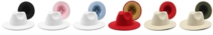 Collection de chapeaux fedora en laine avec diverses combinaisons de couleurs intérieures