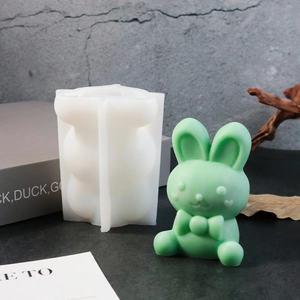 Creative rabbit silicone mold with bow tie for making Easter candles and soap crafts