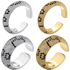 Hip Hop Individual Copper Zirconia Inlaid Leopard Snake Pattern Ring Open Adjustable Fashion Jewelry For Women