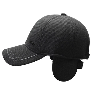 Winter thermal baseball cap for men with ear flaps and SPORT embroidery detail