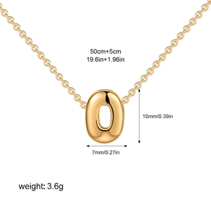 Detailed size specifications of 3D bubble letter O pendant in gold stainless steel