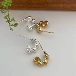 Irregular lava design earrings in gold and silver finish minimalist style jewelry