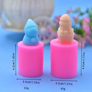 Snowman silicone cake mold set with precise dimensions and DIY baking weight details