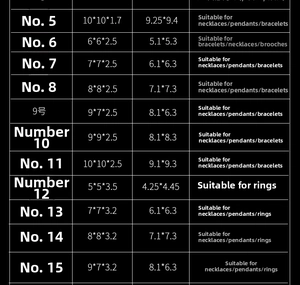 Size chart showing inner and outer dimensions for black drawer jewelry gift boxes