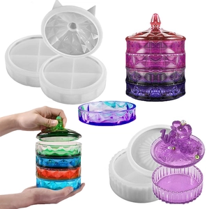 DIY Aufbewahrungsbox Silikonform Stapelbar Gestreift Diamantmuster Kristall Epoxidharz Schmuckdose Schreibtisch Organizer Handwerk Werkzeug