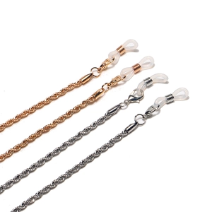 Glasses Chain Metal Twisted Rope Eyewear Lanyard With Adjustable Silicone Loops Anti Slip Strap For Women Men
