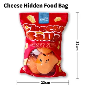 Cheese Ball plush dog toy for hide-and-seek and squeaky fun, 32cm tall red treat bag