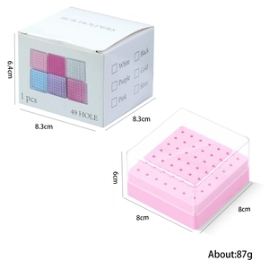 49-hole pink drill bit organizer case with a transparent cover and retail packaging