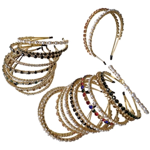 Baroque style alloy headbands with rhinestones and faux pearls in various colors