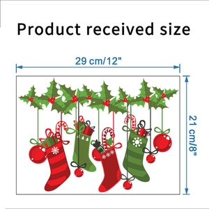 Christmas wall decal sheet 29x21cm with holly berries ornaments and stocking stickers
