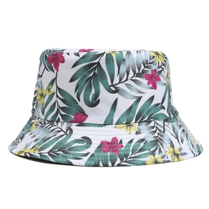 Chapeau bob unisexe avec imprimé de feuilles tropicales pour activités d'été en plein air