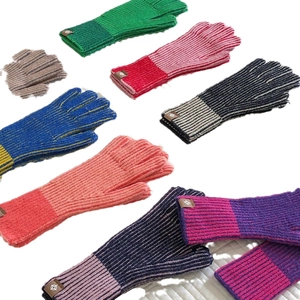 Guantes de punto térmicos para pantalla táctil con diseño bicolor y textura de canalé