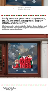 Detail of Christmas stocking window stickers on glass for holiday store decoration