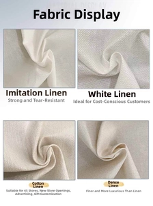 Detailed comparison of four textures: faux linen, white linen, cotton-linen, and dense weave