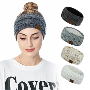 Bandeau Tricoté Doublé Polaire pour Femmes Hiver Chaud Protection d'Oreille Torsadé Crochet pour Sport Extérieur