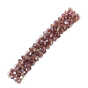 Sparkling dark purple four-row crystal spring hair clip for women with beaded design