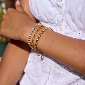 Bracciale Tennis Catena Graffetta Braccialetto Cuore Acciaio Inossidabile Zirconia Impermeabile Ipoallergenico Gioielli