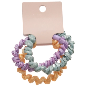 Lot de 3 chouchous spirales élastiques en violet, vert menthe et orange clair