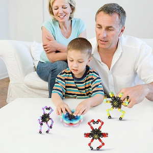 Mechanical fidget spinner robot toy set with luminous core for DIY transformation