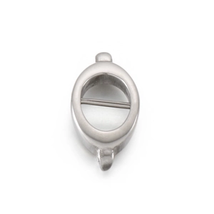 Polished silver stainless steel oval pendant link for DIY jewelry bracelets