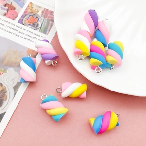 Colorful resin marshmallow pendant with metal loop for DIY jewelry and keychains