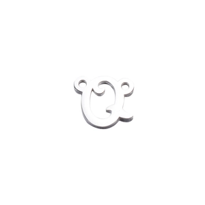 Polished silver stainless steel letter Q connector charm with double holes for DIY jewelry