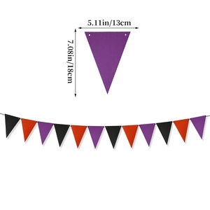 Halloween triangular bunting banner in black orange and purple felt for party decor