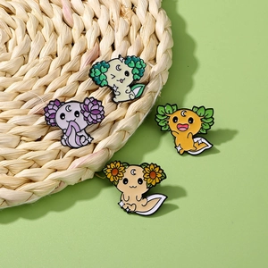 Simpatico Axolotl Cartone Animato Spilla Smalto Lega Metallo Animale Fiore Pianta Novità Distintivo Decorazione Zaino Accessorio