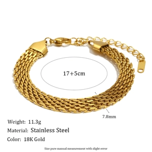 Minimalist 18K gold plated stainless steel watch-style mesh bracelet for women