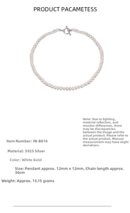 Detail view of 925 sterling silver pearl necklace with OT toggle clasp and product specs