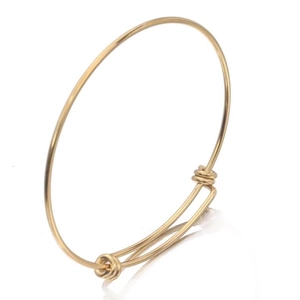Adjustable 304 stainless steel gold bangle featuring a minimalist double loop slide design
