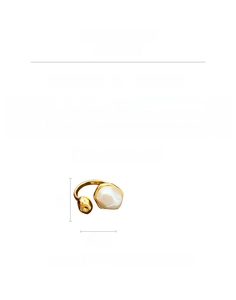 Détails de la bague en perle ovale avec dimensions 2,5cm et placage en or fin