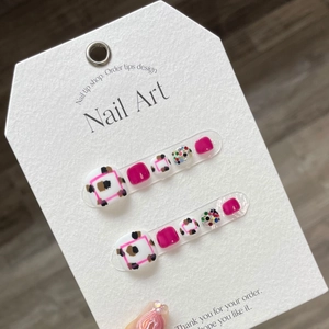 Handmade Rose Red Leopard Print Press On Toenails With Glitter Rhinestone Artificial Full Cover Fake Toenails For Women